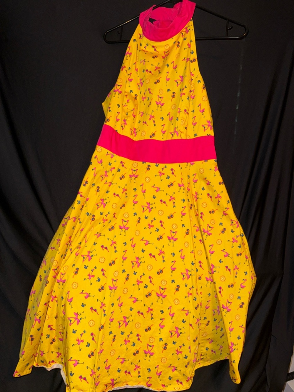 Disney Yellow Dress with Pink Flamingo Accents